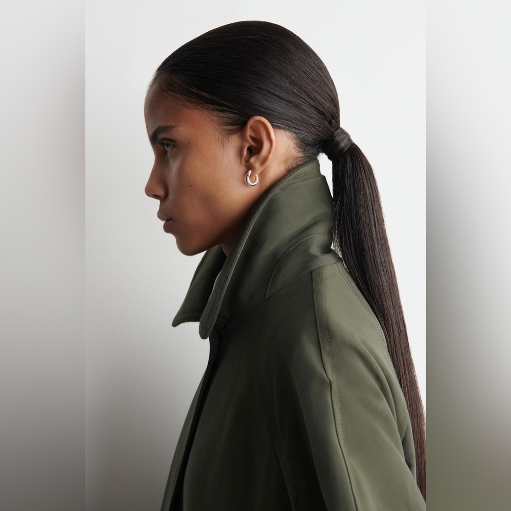 COS Dark Olive Single-Breasted Trench Coat - Picture 4 of 9